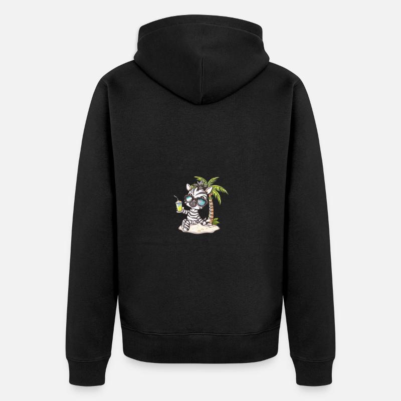 Zebra Sommer Strand Comic - Unisex Premium Bio Zip Hoodie - Schwarz