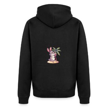 Bunny Summer Beach Comic - Unisex Premium Organic Zip Hoodie - black - Back - Nico (187cm)