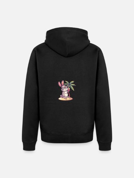 Bunny Summer Beach Comic - Unisex Premium Organic Zip Hoodie - black