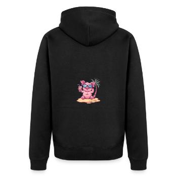 Cochon d’été plage bande dessinée - Veste à capuche bio Premium Unisexe - noir - Dos - Nico (187cm)