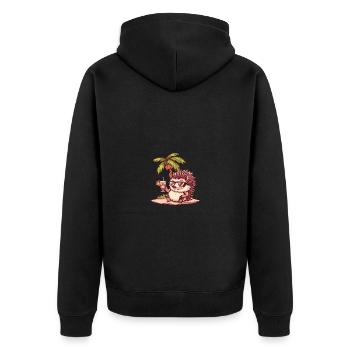 Igel Sommer Strand Comic - Unisex Premium Bio Zip Hoodie - Schwarz - Hinten - Nico (187cm)