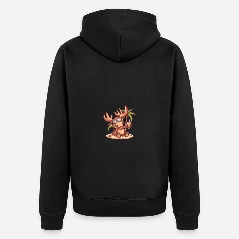 Elch Sommer Strand Comic - Unisex Premium Bio Zip Hoodie - Schwarz