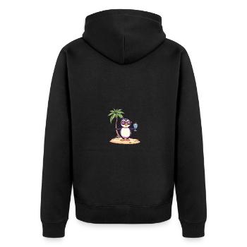 Penguin Summer Beach Comic - Unisex Premium Organic Zip Hoodie - black - Back - Nico (187cm)