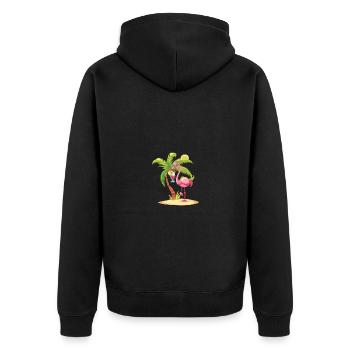 Flamingo Summer Beach Bande dessinée - Veste à capuche bio Premium Unisexe - noir - Dos - Nico (187cm)