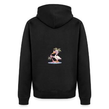 Pélican oiseau d’été plage bande dessinée - Veste à capuche bio Premium Unisexe - noir - Dos - Nico (187cm)