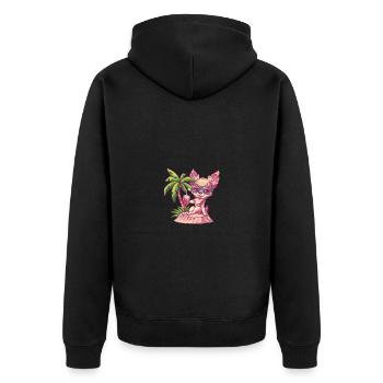 Chihuahua Dogs Summer Beach Comic - Unisex Premium Organic Zip Hoodie - black - Back - Nico (187cm)