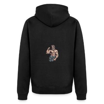 Bodybuilder Fitness Muskeln - Unisex Premium Bio Zip Hoodie - Schwarz - Hinten - Nico (187cm)