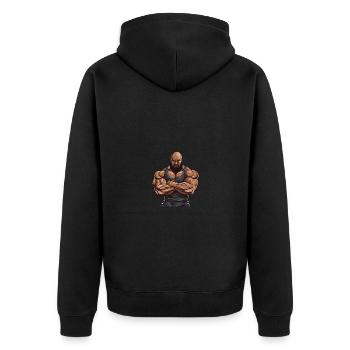 Workout Bodybuilder Muscles - Unisex Premium Organic Zip Hoodie - black - Back - Nico (187cm)