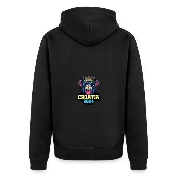 Croatia 2024 Affe - Unisex Premium Bio Zip Hoodie - Schwarz - Hinten - Nico (187cm)