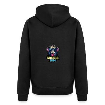 Greece 2024 Affe - Unisex Premium Bio Zip Hoodie - Schwarz - Hinten - Nico (187cm)