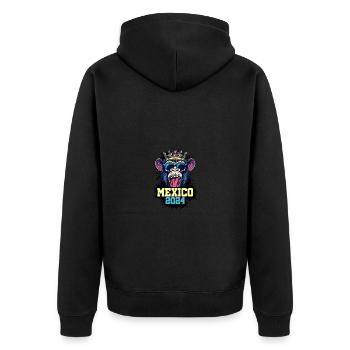 Mexiko 2024 Affe - Unisex Premium Bio Zip Hoodie - Schwarz - Hinten - Nico (187cm)