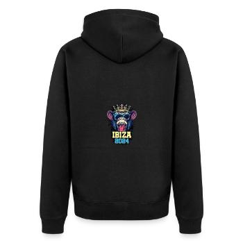 Ibiza 2024 Affe - Unisex Premium Bio Zip Hoodie - Schwarz - Hinten - Nico (187cm)