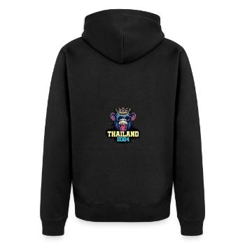 Thailand 2024 Affe - Unisex Premium Bio Zip Hoodie - Schwarz - Hinten - Nico (187cm)