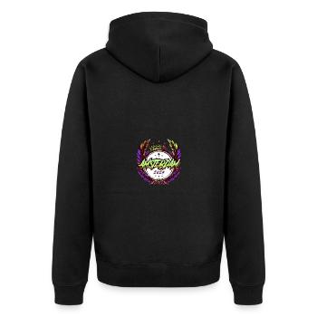 Amsterdam 2024 Bunt - Unisex Premium Bio Zip Hoodie - Schwarz - Hinten - Nico (187cm)
