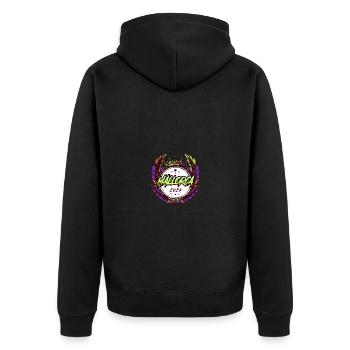 Mallorca 2024 Bunt - Unisex Premium Bio Zip Hoodie - Schwarz - Hinten - Nico (187cm)