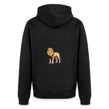 Löwe Tier - Unisex Premium Bio Zip Hoodie - Schwarz - Hinten - Nico (187cm)