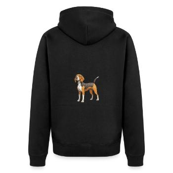 Beagle Hund - Unisex Premium Bio Zip Hoodie - Schwarz - Hinten - Nico (187cm)