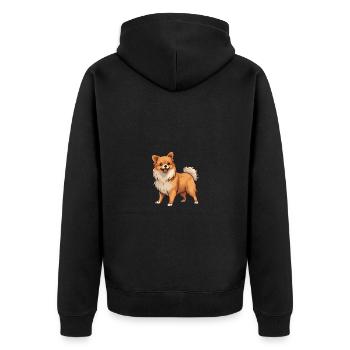 Pomeranian Hund - Unisex Premium Bio Zip Hoodie - Schwarz - Hinten - Nico (187cm)
