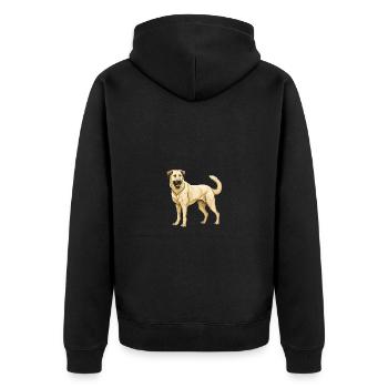 Kangal Hund - Unisex Premium Bio Zip Hoodie - Schwarz - Hinten - Nico (187cm)
