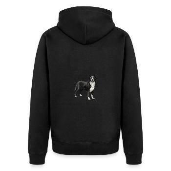Border Collie Hund - Unisex Premium Bio Zip Hoodie - Schwarz - Hinten - Nico (187cm)