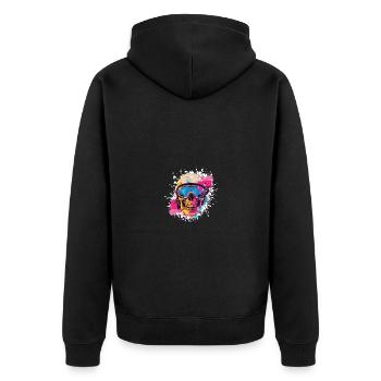Ski Skelett Skibrille Skull - Unisex Premium Bio Zip Hoodie - Schwarz - Hinten - Nico (187cm)