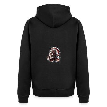 Squelette de chef indien - Veste à capuche bio Premium Unisexe - noir - Dos - Nico (187cm)