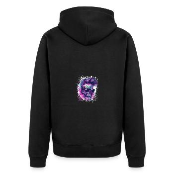 Techno Skelett Party - Unisex Premium Bio Zip Hoodie - Schwarz - Hinten - Nico (187cm)