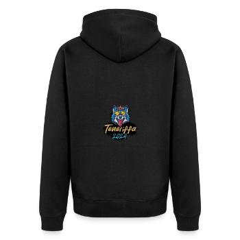 Teneriffa 2024 Party Wolf - Unisex Premium Bio Zip Hoodie - Schwarz - Hinten - Nico (187cm)