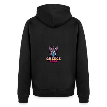 Grèce 2024 Âne de fête - Veste à capuche bio Premium Unisexe - noir - Dos - Nico (187cm)