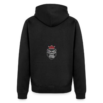 Gorilla Head Crown - Unisex Premium Organic Zip Hoodie - black - Back - Nico (187cm)