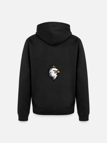 Eagle Head Crown - Unisex Premium Organic Zip Hoodie - black