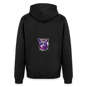 Alpaka Comic Lustig Party - Unisex Premium Bio Zip Hoodie - Schwarz - Hinten - Nico (187cm)