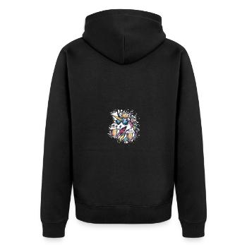 Einhorn Bier Lustig - Unisex Premium Bio Zip Hoodie - Schwarz - Hinten - Nico (187cm)