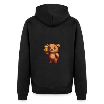 Bear Beer Pixel - Unisex Premium Organic Zip Hoodie - black - Back - Nico (187cm)