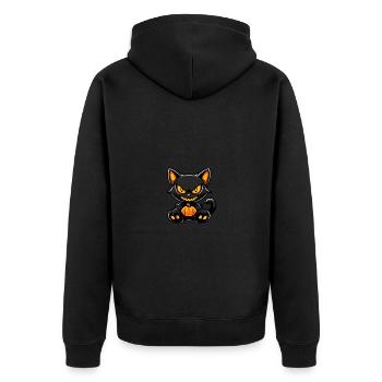 Katze Halloween Kater - Unisex Premium Bio Zip Hoodie - Schwarz - Hinten - Nico (187cm)