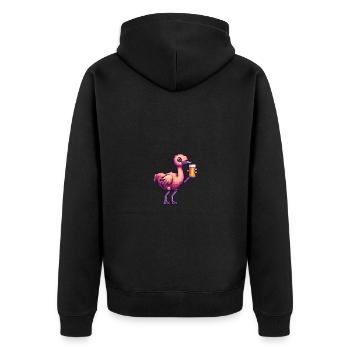 Strauss Beer Pixel - Unisex Premium Organic Zip Hoodie - black - Back - Nico (187cm)