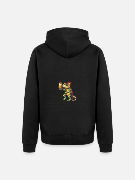 Chameleon Beer Pixel - Unisex Premium Organic Zip Hoodie - black