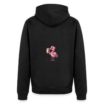Flamingo Beer Pixel - Unisex Premium Organic Zip Hoodie - black - Back - Nico (187cm)