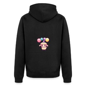 Bande dessinée d’anniversaire de mouton - Veste à capuche bio Premium Unisexe - noir - Dos - Nico (187cm)