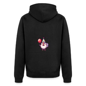 Hahn Geburtstag Comic - Unisex Premium Bio Zip Hoodie - Schwarz - Hinten - Nico (187cm)