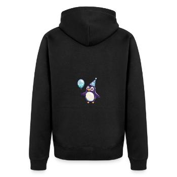 Bande dessinée d’anniversaire pingouin - Veste à capuche bio Premium Unisexe - noir - Dos - Nico (187cm)
