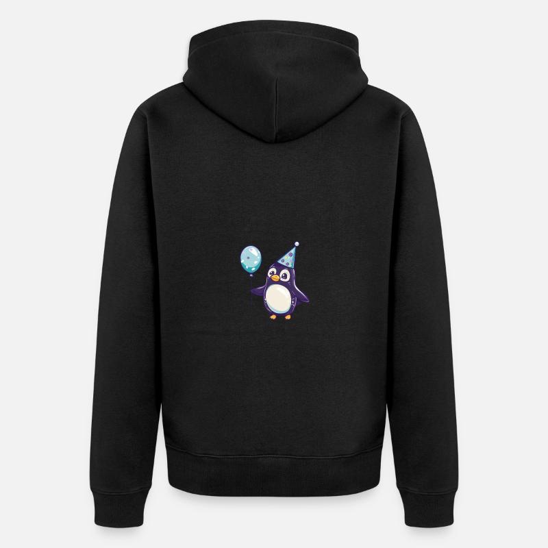 Bande dessinée d’anniversaire pingouin - Veste à capuche bio Premium Unisexe - noir