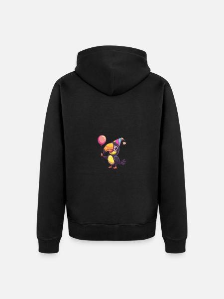 Toucan Bird Birthday Comic - Unisex Premium Organic Zip Hoodie - black