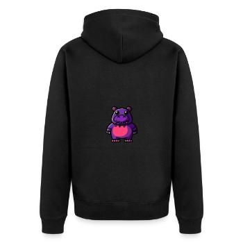 Nilpferd Halloween Tier - Unisex Premium Bio Zip Hoodie - Schwarz - Hinten - Nico (187cm)
