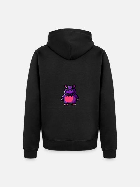Hippopotamus Halloween Animal - Unisex Premium Organic Zip Hoodie - black