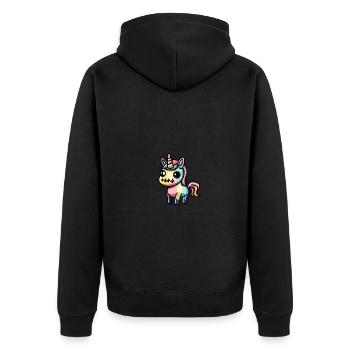 Einhorn Halloween Tier - Unisex Premium Bio Zip Hoodie - Schwarz - Hinten - Nico (187cm)
