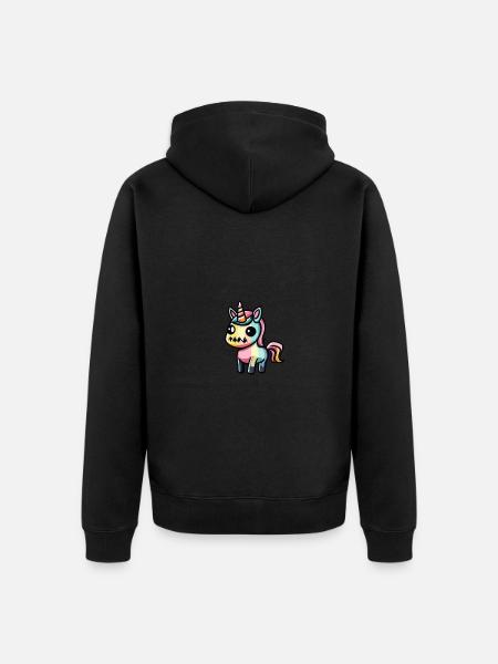 Einhorn Halloween Tier - Unisex Premium Bio Zip Hoodie - Schwarz