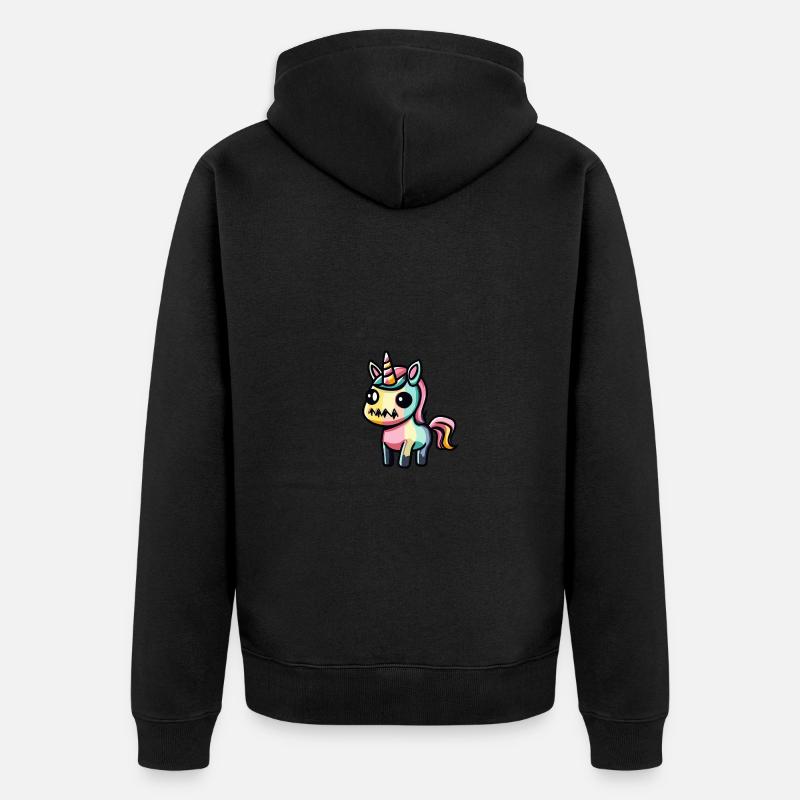 Einhorn Halloween Tier - Unisex Premium Bio Zip Hoodie - Schwarz
