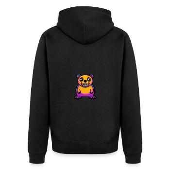 Biber Halloween Tier - Unisex Premium Bio Zip Hoodie - Schwarz - Hinten - Nico (187cm)