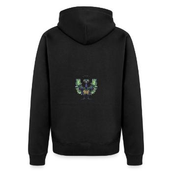 Pfau Vogel Halloween Tier - Unisex Premium Bio Zip Hoodie - Schwarz - Hinten - Nico (187cm)